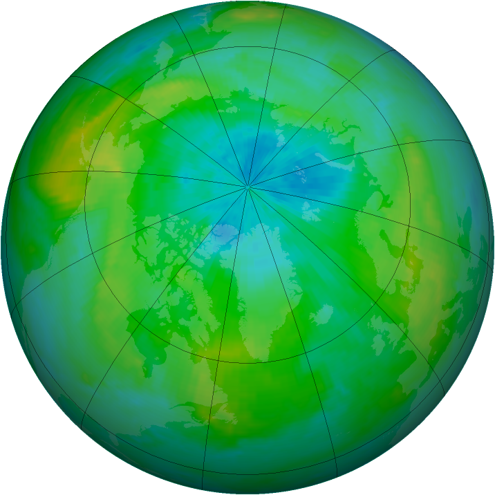 Arctic ozone map for 28 August 1998